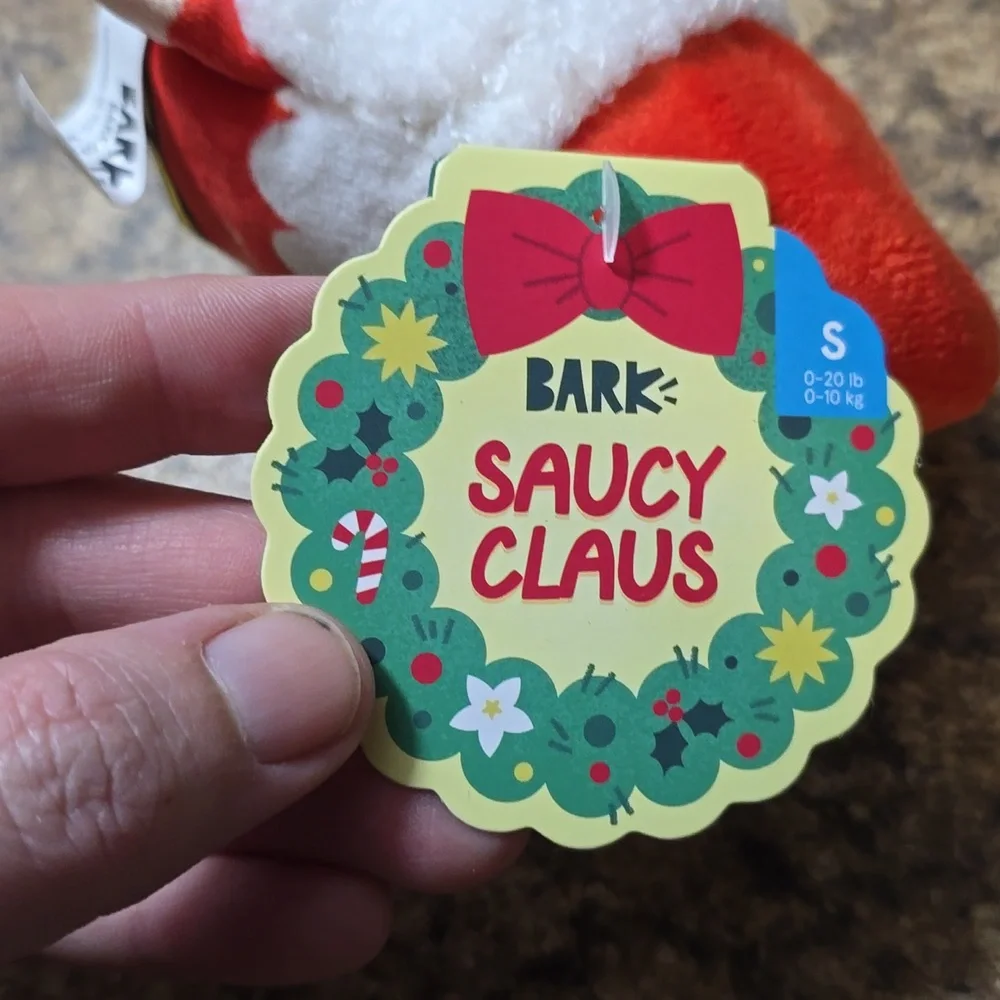 Bark‎ Saucy Claus Santa Plush Dog Toy NWT Size Small 0-20 Pounds